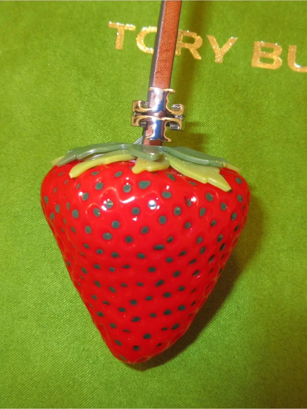 Tory Burch Strawberry Bag Charm with Leather Strap